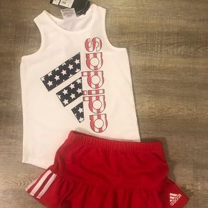 NWT - adidas Red/White/Blue tennis skort set